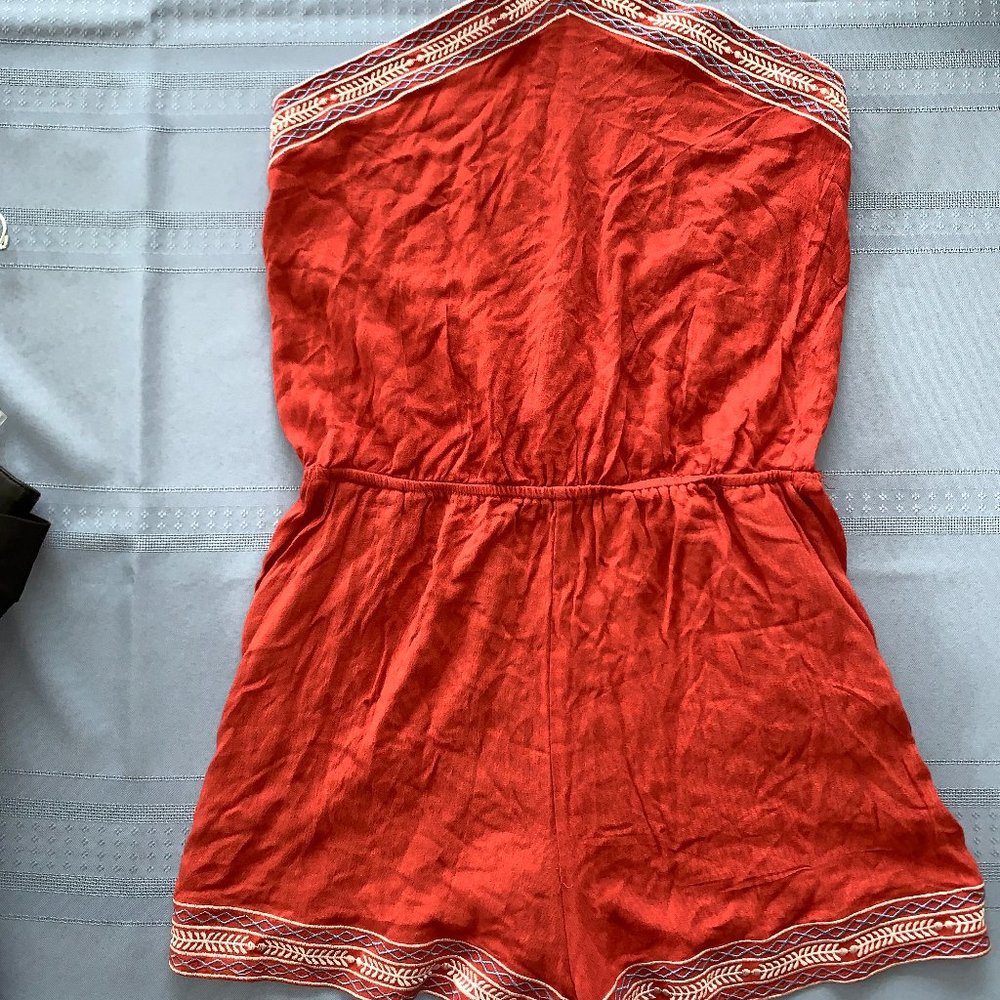 Zaful Burnt Orange Halter Romper